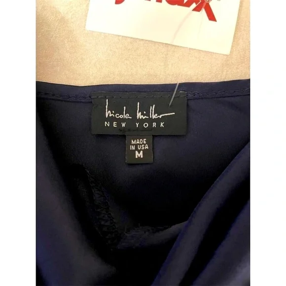 Nicole Miller Women's M Blue Satin Cowl Neck Camisole Blouse Sleeveless - Picture 3 of 5